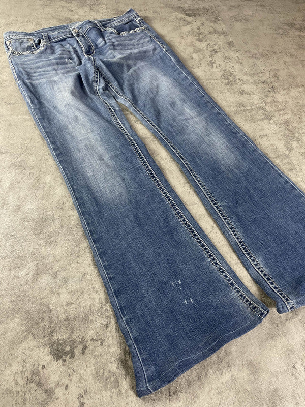 Vintage Dressing Jeans Curvy L Bootcut Hip Hop Embroidered y2k rare (Stile Miss Me) #WJ7651