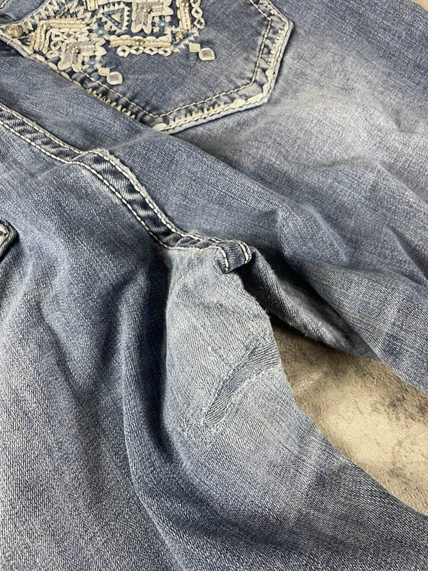 Vintage Dressing Jeans Curvy L Bootcut Hip Hop Embroidered y2k rare (Stile Miss Me) #WJ7651