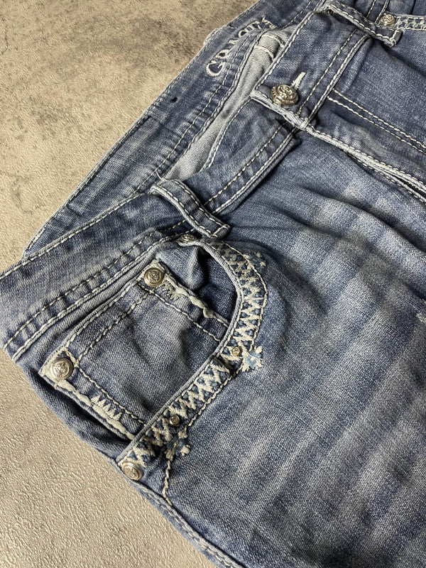 Vintage Dressing Jeans Curvy L Bootcut Hip Hop Embroidered y2k rare (Stile Miss Me) #WJ7651