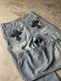 Vintage Dressing Jeans S Straight Hip Hop Embroidered Cross (Stile Miss Me) #LB4978