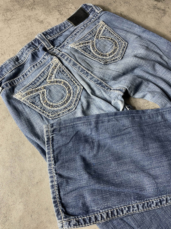 Vintage y2k Big Star Jeans S Bootcut Hip Hop Embroidered (Stile Miss Me) #IU7849