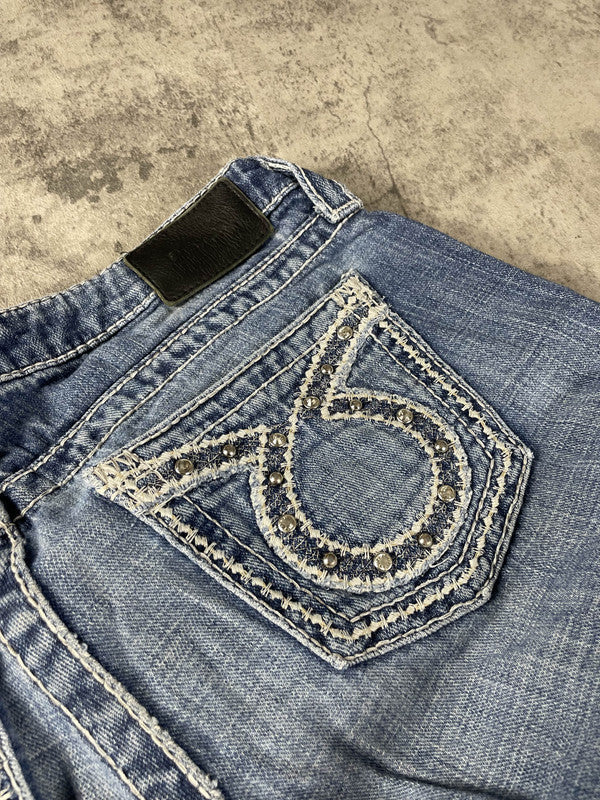 Vintage y2k Big Star Jeans S Bootcut Hip Hop Embroidered (Stile Miss Me) #IU7849