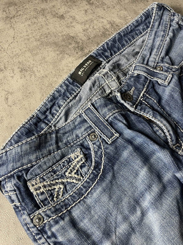 Vintage y2k Big Star Jeans S Bootcut Hip Hop Embroidered (Stile Miss Me) #IU7849