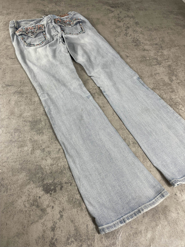 Vintage y2k Rare Dressing Jeans S Bootcut Hip Hop Embroidered (Stile Miss Me) #WB9372