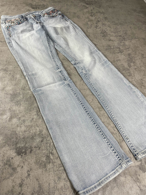 Vintage y2k Rare Dressing Jeans S Bootcut Hip Hop Embroidered (Stile Miss Me) #WB9372