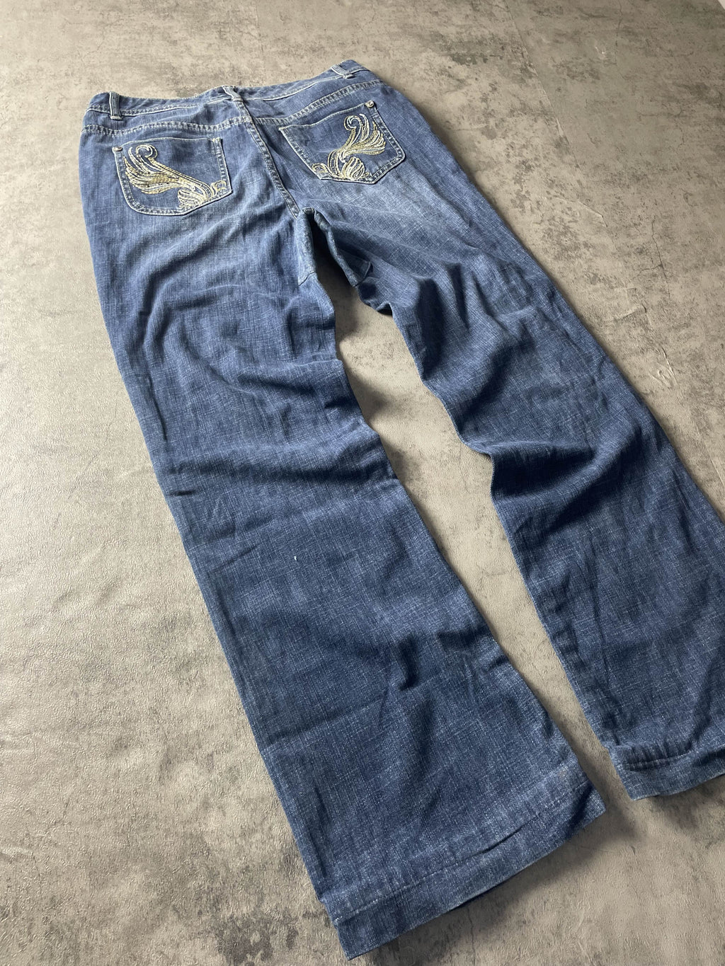 Vintage Dressing Jeans S Bootcut Hip Hop Embroidered (Stile Miss Me) #CD6981